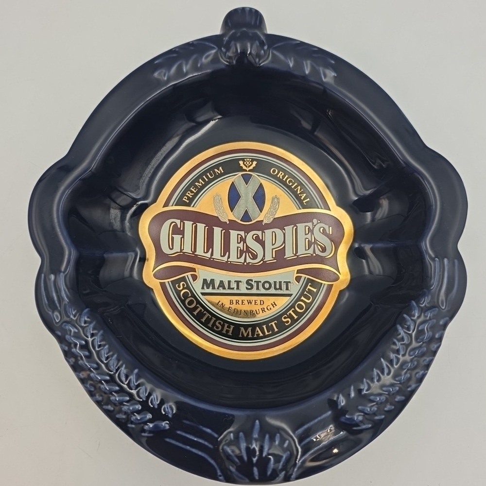 VINTAGE GILLESPIES MALT STOUT CERAMIC PUB ASHTRAY SCOTTISH BREWERY 7"